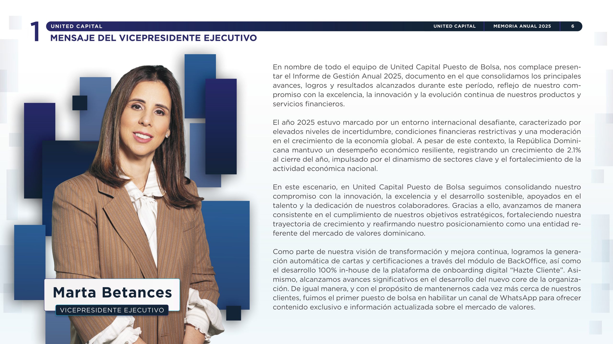 MENSAJE DEL VICEPRESIDENTE EJECUTIVO